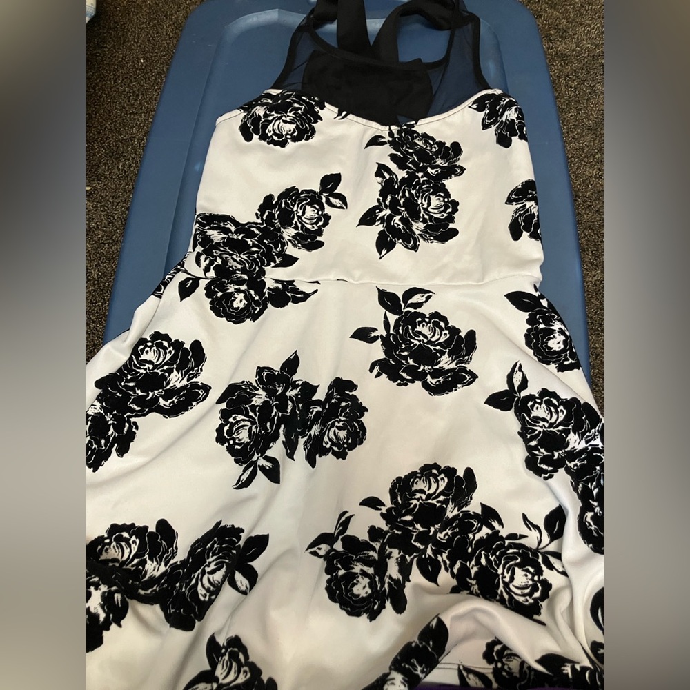 Floral Black and White Dress